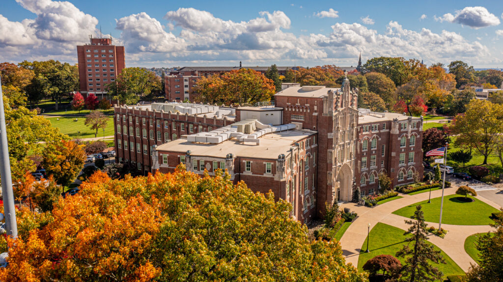 Harkins Hall view outside